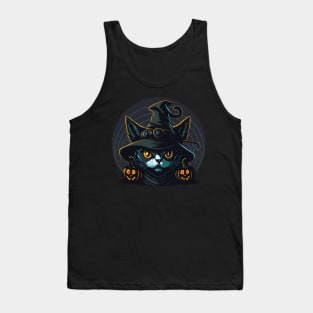 Scary Black Cat Witch Tank Top